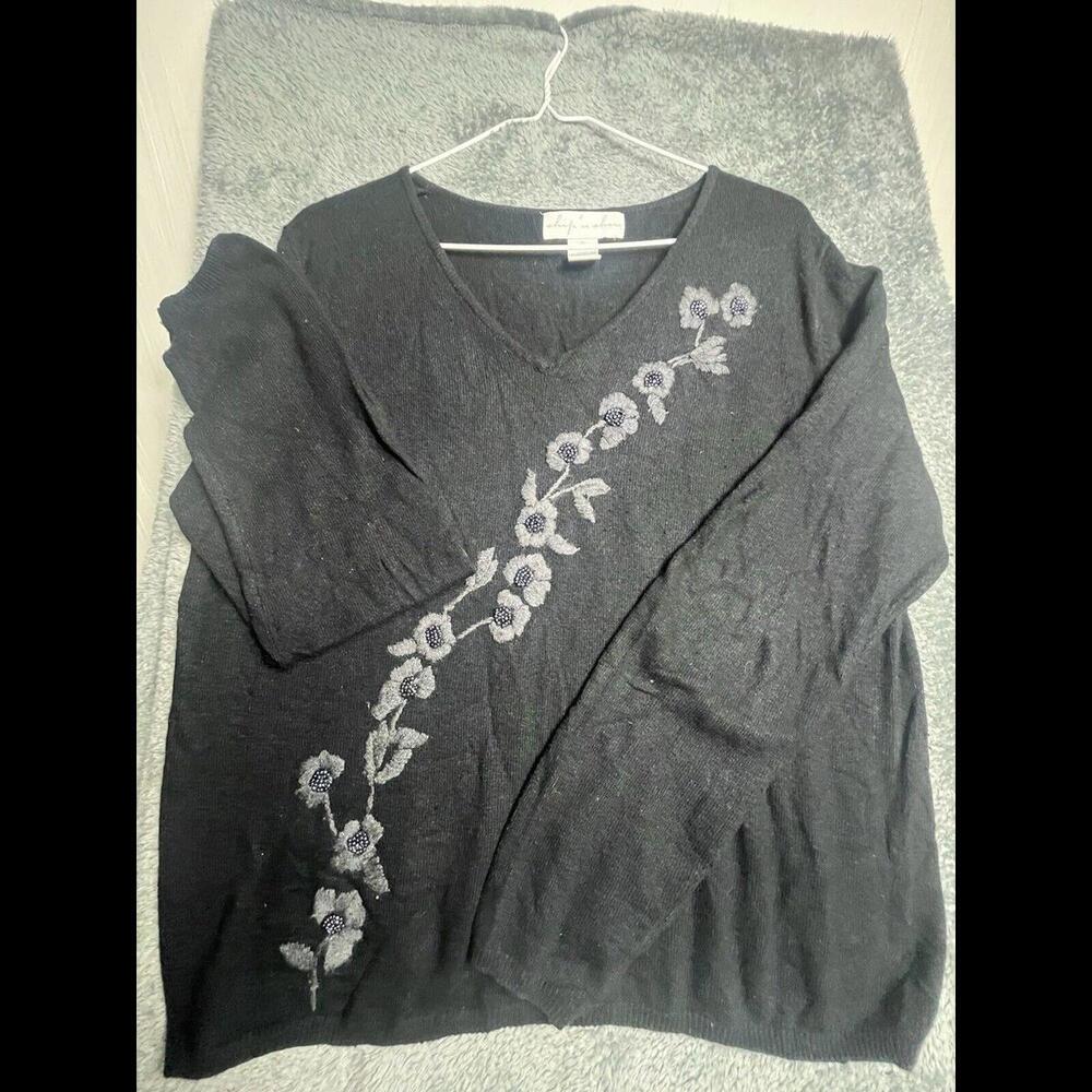 Ships In Shore Silk‎ Angora Rayon And Cashmere Blend Sweater Size Xlarge Flowers